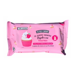 The Fruit Company Hand Wipes 70% Alcohol - Strawberries & Cream Scented 