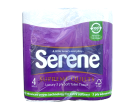 Serene 3 Ply Toilet Paper 4 Pack - 1 Case - 10 Units