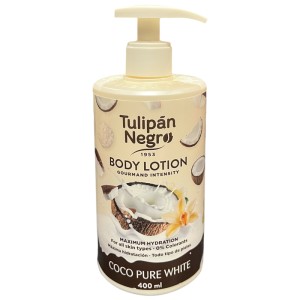 Tulipan Negro Body Lotion with Pump Top 400ml - Coco Pure White - 1 Case - 6 Units 