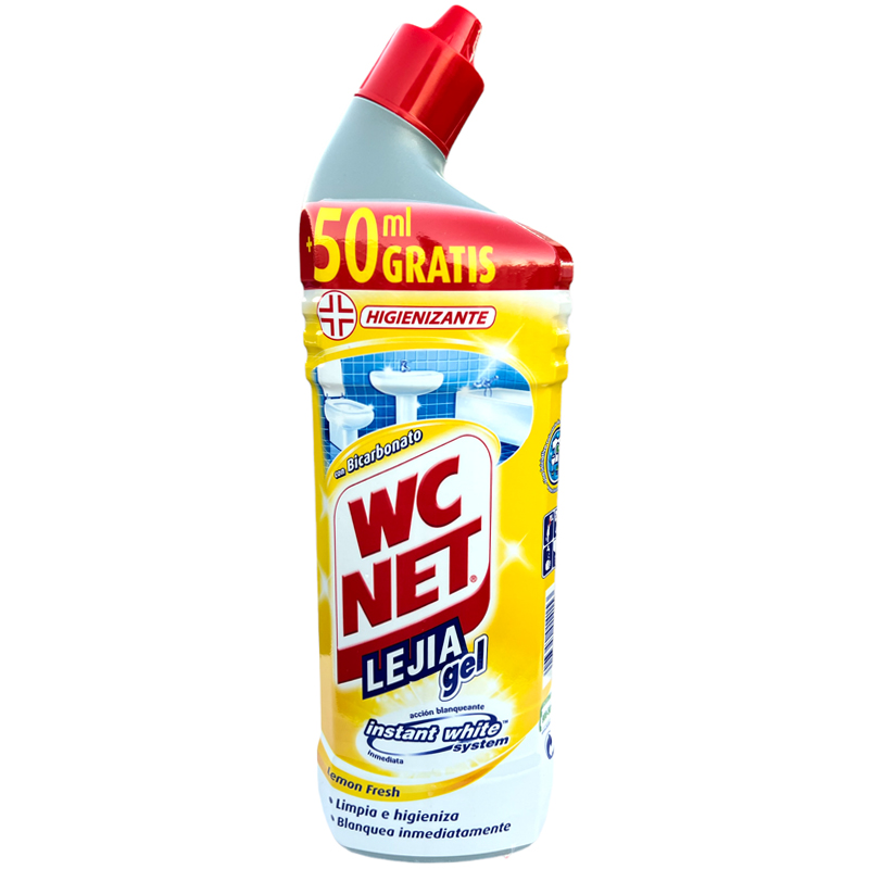 WC Net Toilet Gel with Bleach and Whitening 800ml - Lemon Fresh - 1 Case - 12 Units