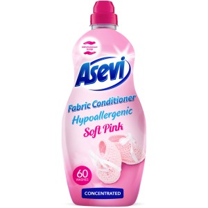 Asevi Concentrated Fabric Softener Hypoallergenic Soft Pink (Talco Rosa) 60 Wash - 1 Case - 10 Units
