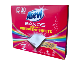 Asevi Bands Laundry Detergent Sheets 30 Wash - Colour Protect - 1 Case - 10 Units