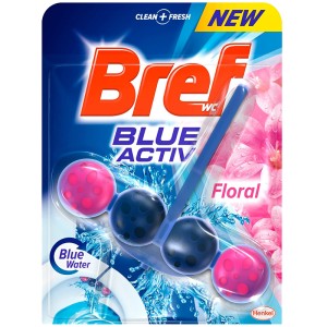 Bref WC Toilet Basin Freshener - Blue Activ Floral - 1 Case - 10 Units